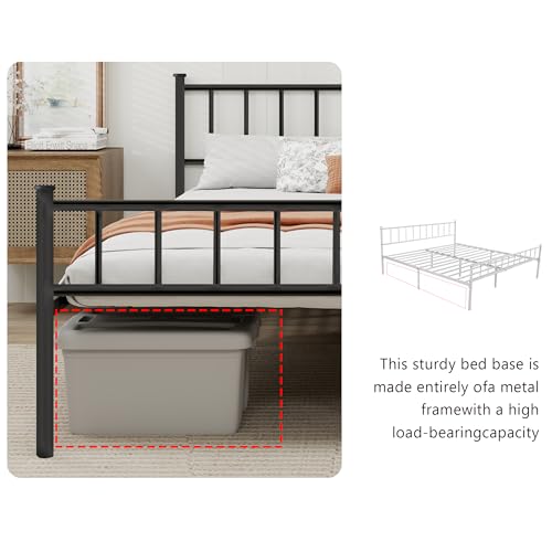 Metal Platform Full Size Bed Frame, Black, view 5