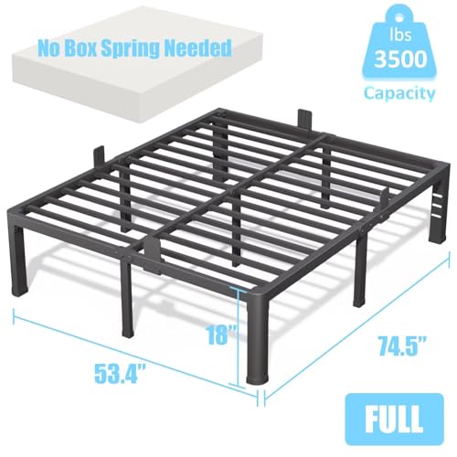 18 Inch Full Bed Frame with Rounded Corner and Headboard Hole Mattress, view 4