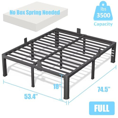 18 Inch Full Bed Frame with Rounded Corner and Headboard Hole Mattress, view 4