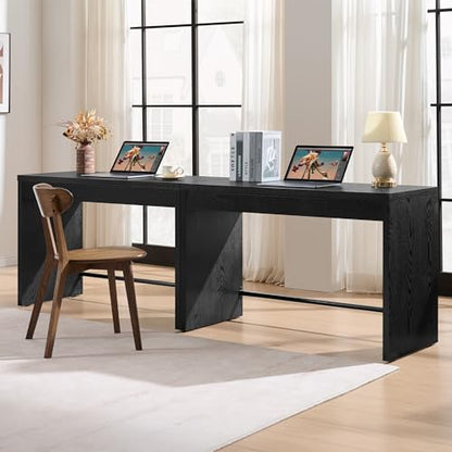 Home Office Executive Desk - 47-Inch Computer Desk with Drawer, Farmhouse Writing Study Desk with Storage,Boho Makeup Vanity Table for Bedroom (Black Oak, 2 Pieces)