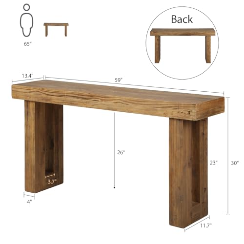 Reclaimed Solid Wood Console Table, 59" Long Farmhouse Entryway Table, Rectangular Couch Tables Behind Sofa, Accent Tables for Hallway, Entrance, Foyer, Living Room