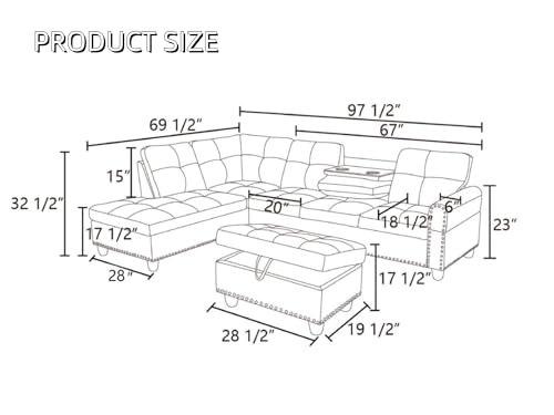 L Shaped Couches for Living Room, Sectional Couch Living Room Furniture