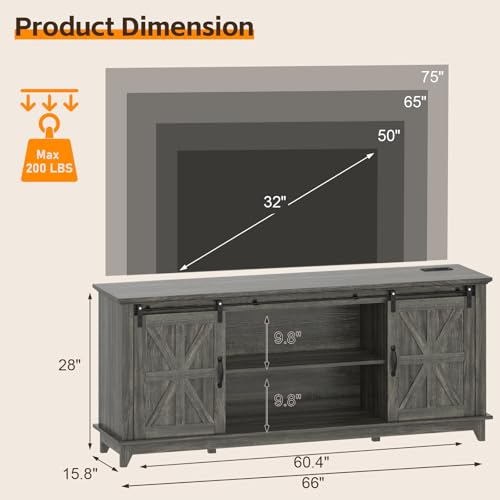 66" Farmhouse Home TV Stand for Up to 75" Television, view 3