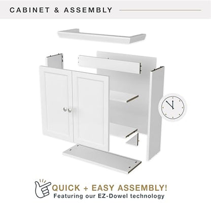 23x26 White Medicine Cabinet Organizer, Wall Mounted Bathroom Cabinet for Over-The-Toilet Storage, Bathroom Furniture & Restroom Organizer