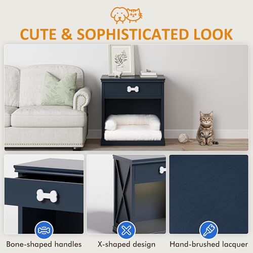 Cat End Table, Dog Crate Table Hidden Litter Box Enclosure with Drawer, view 6