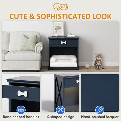 Cat End Table, Dog Crate Table Hidden Litter Box Enclosure with Drawer, view 6