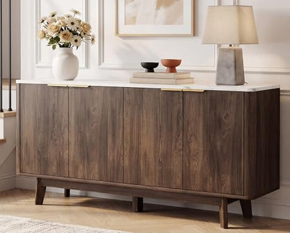 63'' Buffet Cabinet Sideboard with Storage, with 4 Doors, Brown, view 2