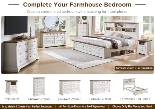 Farmhouse 7 Drawers Dresser for Bedroom 54" W Wood Rustic Chest, view 7