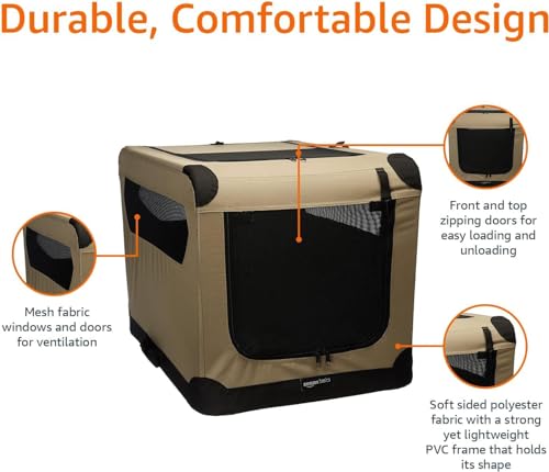 Portable Folding Soft Dog Crate, Double Door, Collapsible Travel Kennel, view 6