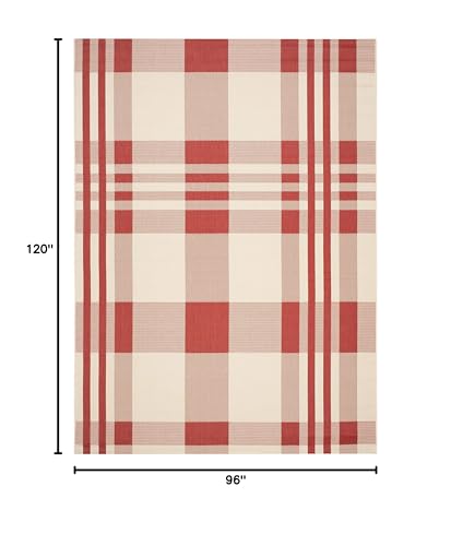 SAFAVIEH Courtyard Collection 8' x 10' Red/Bone CY6201 Plaid Indoor/ Outdoor Patio Backyard Mudroom Area Rug