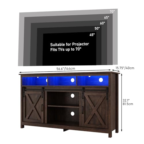 57" LED Farmhouse TV Stand for 65/60/55 Inch TVs, view 3