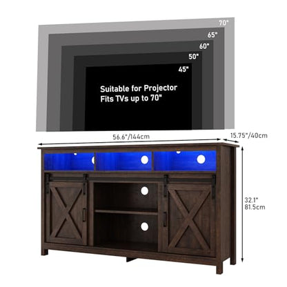 57" LED Farmhouse TV Stand for 65/60/55 Inch TVs, view 3