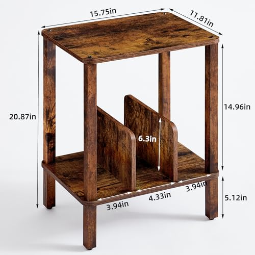 2-Tier Record Player Stand for Vinyl Records Storage End Table, view 4