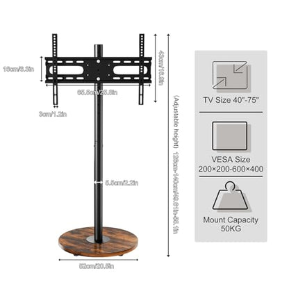 Rolling tv Stand for Living Room for 40-75 Inch Wood Basecorner on Wheels | for 40 45 50 55 60 65 70 75 inch TVs，portable Swivel Portable，Height Adjustable Mobile TV Cart Holds up to 110Lbs Black