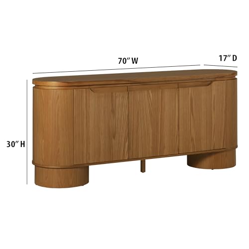 Maya Large Curved Modern Solid Oak Wood Veneer 70 Inch Sideboard TV Stand, view 4