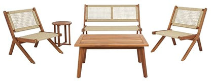 Natural Wood Sofa Set with Rope Accent, view 2