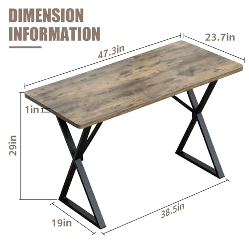 Heavy Duty Office Desk 47.2" – 800 lbs Capacity, 45 lbs Net Weight Computer Workstation, 1" Thicker Desktop, Strong Metal Frame, No Wobble for Home Office Gaming Vintage Gray