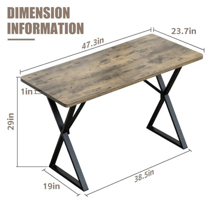 Heavy Duty Office Desk 47.2" – 800 lbs Capacity, 45 lbs Net Weight Computer Workstation, 1" Thicker Desktop, Strong Metal Frame, No Wobble for Home Office Gaming Vintage Gray