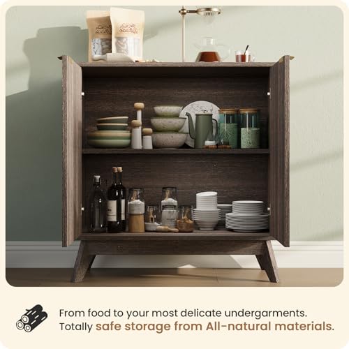 29'' Sideboard Buffet Cabinet with Storage, Fluted Cabinet with Rounded Corners, view 5