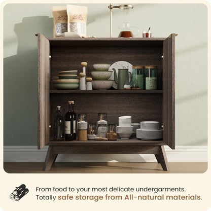 29'' Sideboard Buffet Cabinet with Storage, Fluted Cabinet with Rounded Corners, view 5