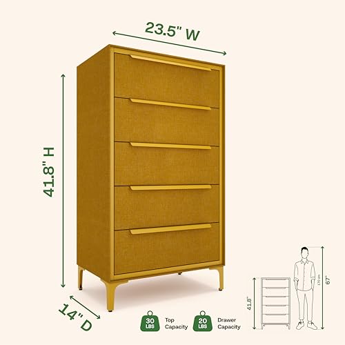 Naima Premium Fabric Dresser, Strong Metal Frame, view 4