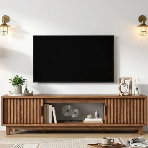 Fluted TV Stand, Mid Century Modern TV Stands for Living Room, view 2