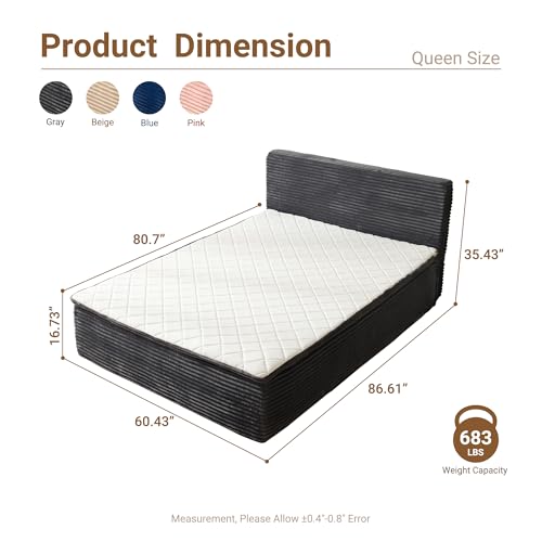 Boneless Bed Frame with Mattress Queen Size, view 4