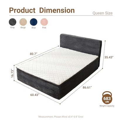 Boneless Bed Frame with Mattress Queen Size, view 4