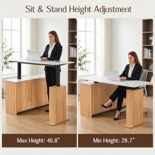 55" L-Shaped Electric Standing Desk with Drawers and Storage Cabinet, view 5