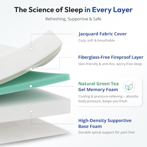 8 Inch Full Size Memory Foam Mattress,Cooling Green Tea Gel,Med Firm, view 4