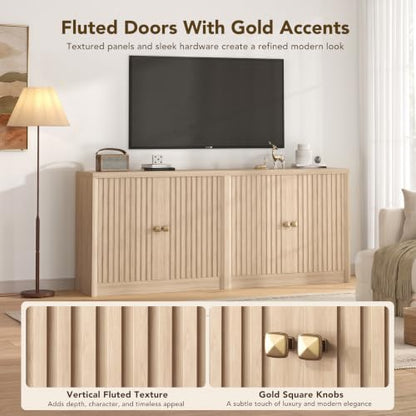 63" Sideboard Buffet Cabinets Set of 2 with Storage, view 7