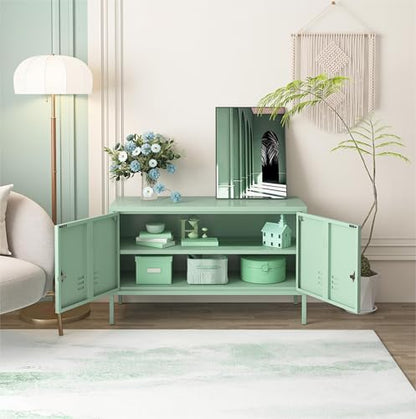 Green 2-Door Wide Lockable Metal Storage Cabinet, TV Stand & Media Console, view 5