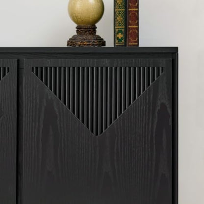 Narrow Sideboard Buffet Storage Cabinet with Solid Wood Doors, view 7