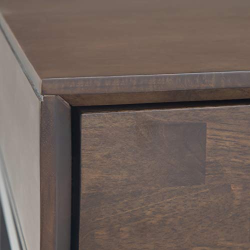 Banting Console Table - 54 Inch Wide Solid Hardwood Sofa Table in Walnut Brown, Mid-Century Modern Storage Table for Entryway or Living Room with 3 Drawers and Industrial Metal Base