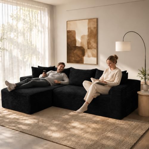 96" Cloud Boneless Sectional Couches with Chaise for Living Room