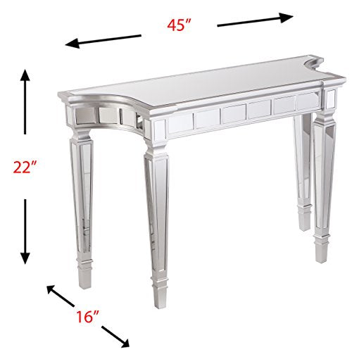 Glenview Glam Mirrored Console Table - Matte Silver - Transitional Design - Ideal for Entryway, Living Room (CK3633)