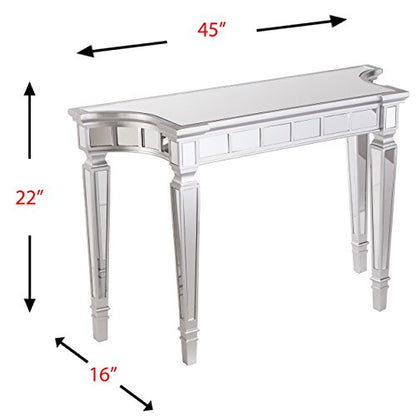 Glenview Glam Mirrored Console Table - Matte Silver - Transitional Design - Ideal for Entryway, Living Room (CK3633)