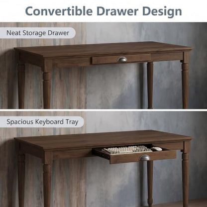 60" Rustic Farmhouse Wood Writing Desk with Storage Drawer, view 7
