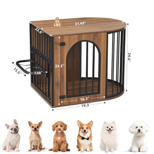 31.5'' Oval Dog Crate Furniture, Indoor Dog Kennel for Small/Medium Dogs, view 3