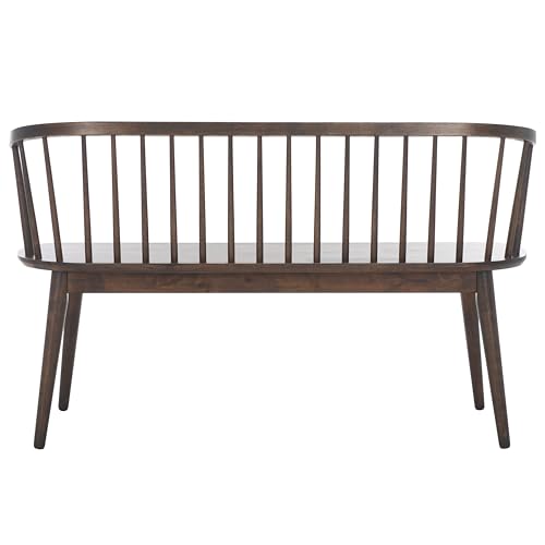 SAFAVIEH Furniture - Blanchard Spindle Bench - Dark Walnut - Solid Wood - Classic Windsor Design - Ideal for Entryway, Bedroom, Dining Room, 17.8" Seat Height (BCH8500G)