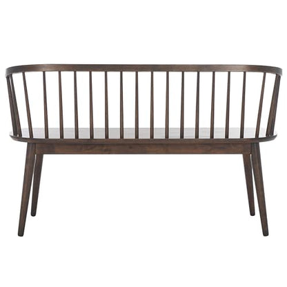 SAFAVIEH Furniture - Blanchard Spindle Bench - Dark Walnut - Solid Wood - Classic Windsor Design - Ideal for Entryway, Bedroom, Dining Room, 17.8" Seat Height (BCH8500G)