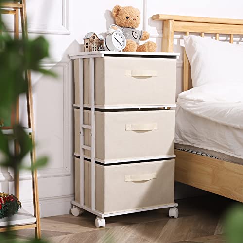 Dresser Tower with 3 Drawers for Bedroom, Fabric Storage Organizer Unit, view 3