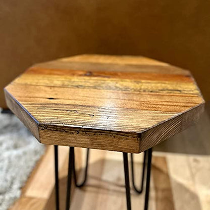 Reclaimed Wood Hairpin Leg Table | 16" Rustic Small Barnwood Tables Hair Pin Legs Side Table, Plant Stand, End Table, Nightstand (Early American, 16" Leg Height)