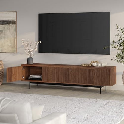Henn&Hart 79" TV Stand for TVs up to 85", Medium Walnut, view 8