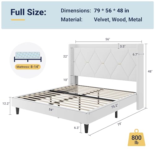 Full Size Bed Frame with Storage Headboard & Smart Charging Station, view 3