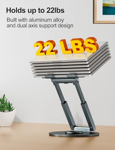 Telescopic Laptop Stand for Desk with 360° Swivel Base, Sit to Stand, view 7