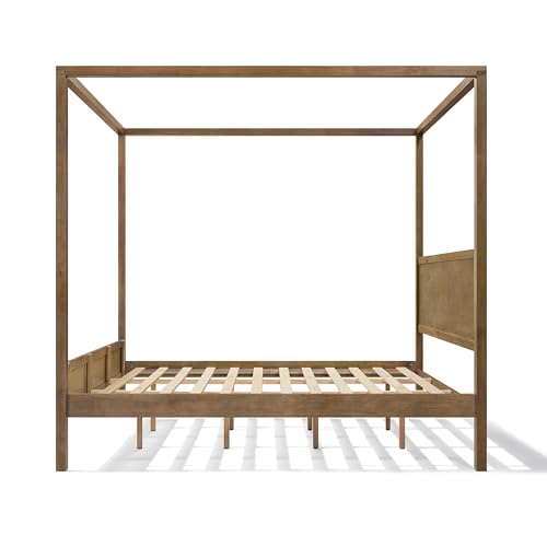 King Canopy Bed Frame with Headboard & 4 Posters, Antique Natural, view 5