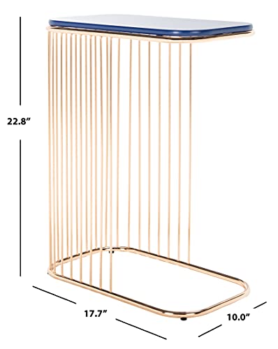 SAFAVIEH Home Collection Stafford Top Iron Living Room Accent Side Table ACC8005A, Blue/Gold