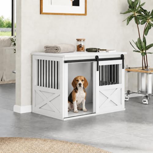 36" Wooden Dog Crate Furniture,Big Kennel Pet Cage End Table for Indoor, view 2