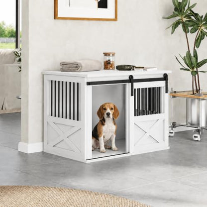 36" Wooden Dog Crate Furniture,Big Kennel Pet Cage End Table for Indoor, view 2